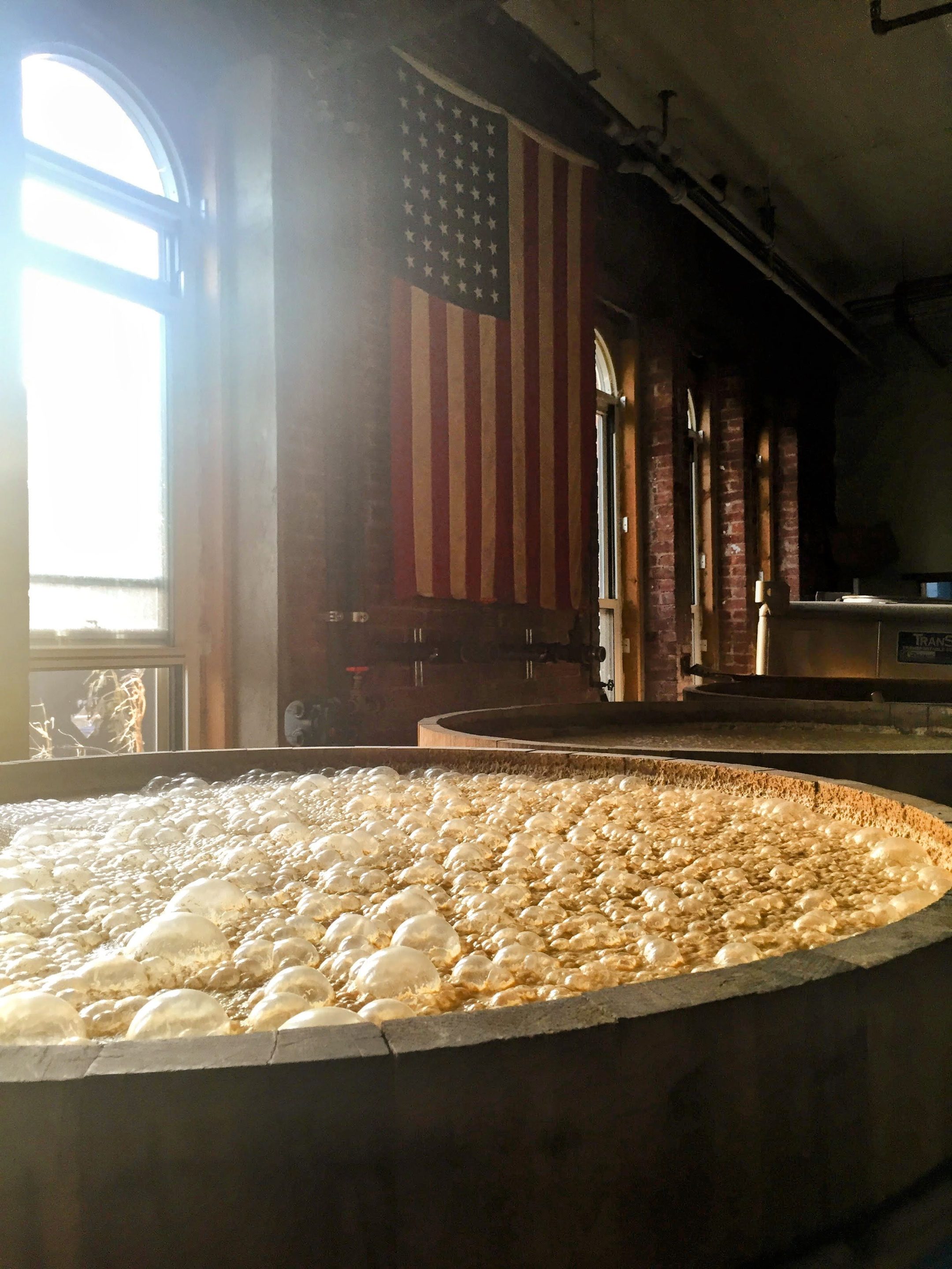 Fermentation bubbling away at Kings County Fermentation bubbling away at Kings County Distillery
