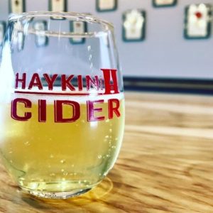 Glass of Haykin Cider in Their Tasting Room