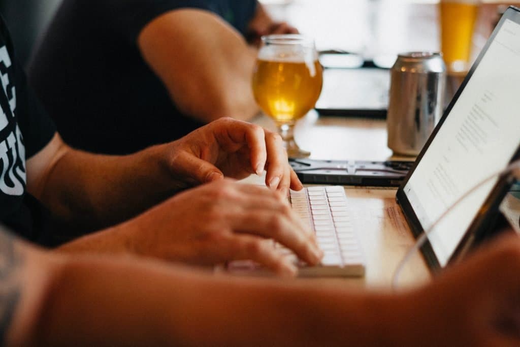 Drinking a beer at a virtual team event
