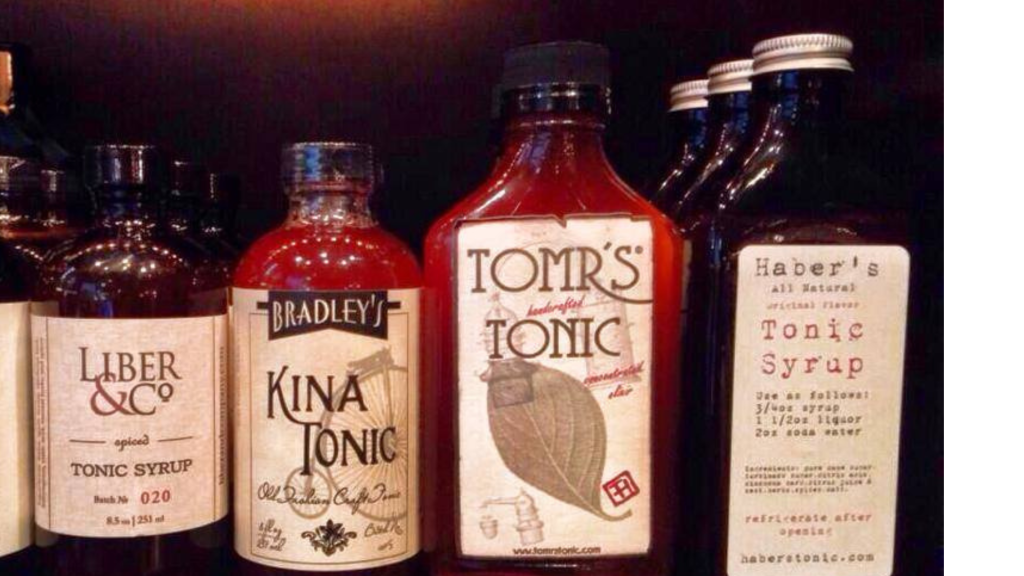 tonic syrups on shelf